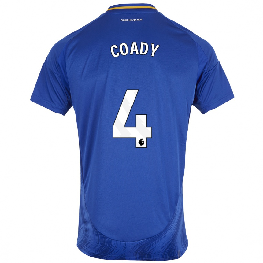 Gyermek Labdarúgás Conor Coady #4 Kék Fehér Hazai Jersey 2024/25 Mez Póló Ing