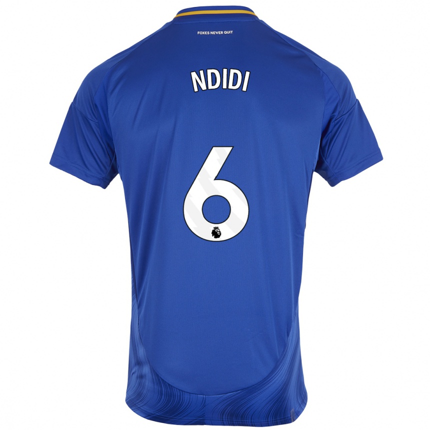 Gyermek Labdarúgás Wilfred Ndidi #6 Kék Fehér Hazai Jersey 2024/25 Mez Póló Ing