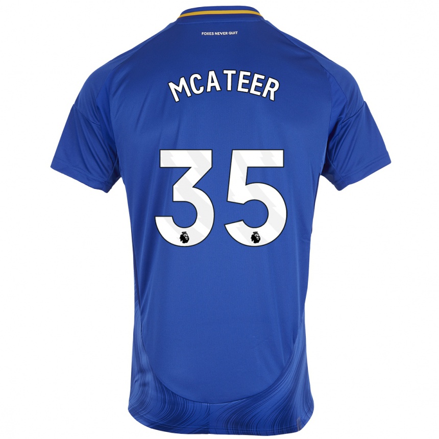 Gyermek Labdarúgás Kasey Mcateer #35 Kék Fehér Hazai Jersey 2024/25 Mez Póló Ing