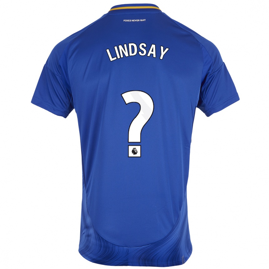 Gyermek Labdarúgás Jahmari Lindsay #0 Kék Fehér Hazai Jersey 2024/25 Mez Póló Ing