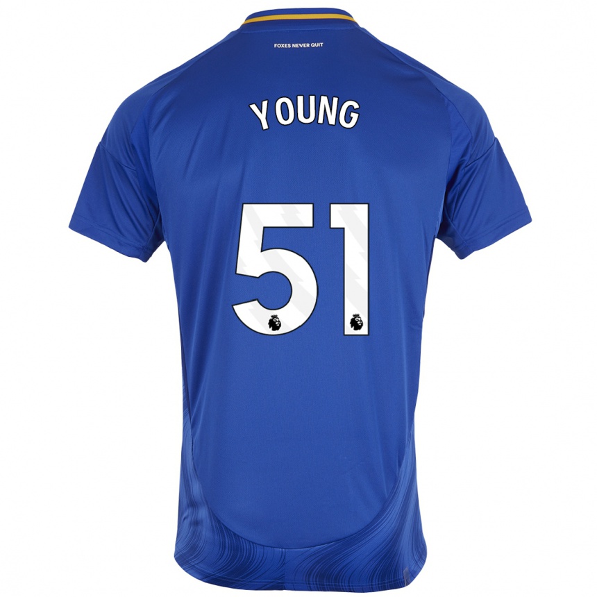 Gyermek Labdarúgás Brad Young #51 Kék Fehér Hazai Jersey 2024/25 Mez Póló Ing