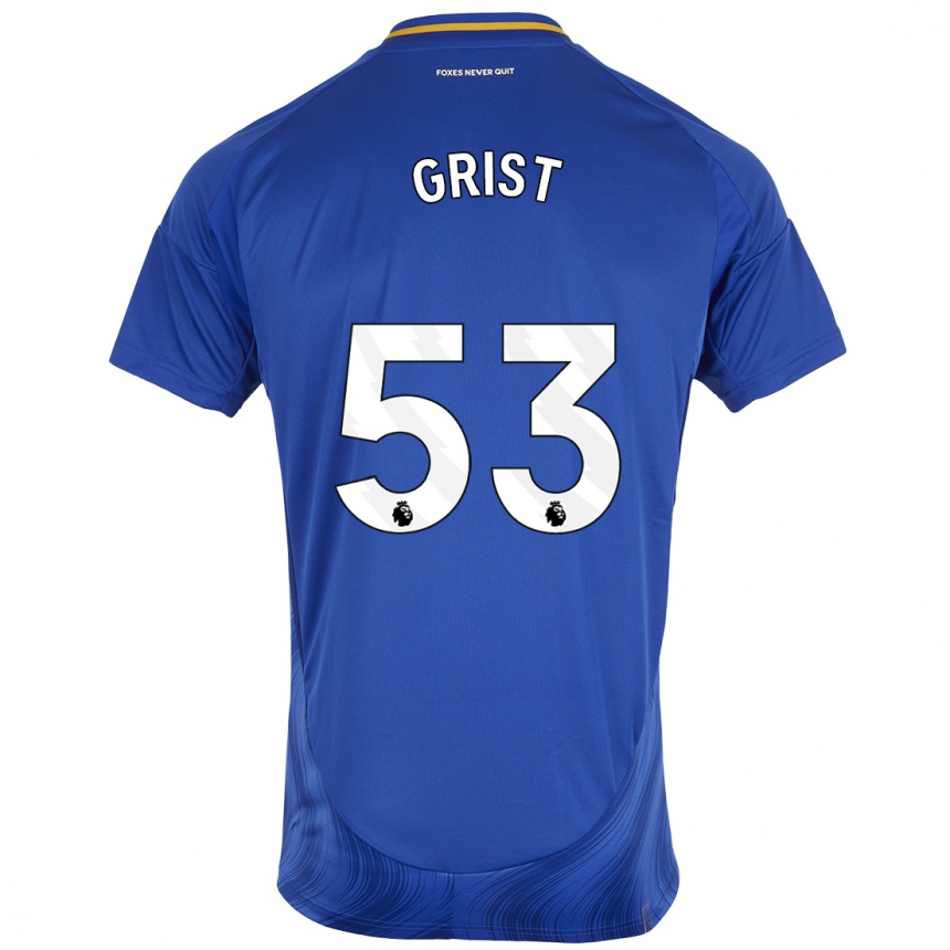 Gyermek Labdarúgás Ben Grist #53 Kék Fehér Hazai Jersey 2024/25 Mez Póló Ing