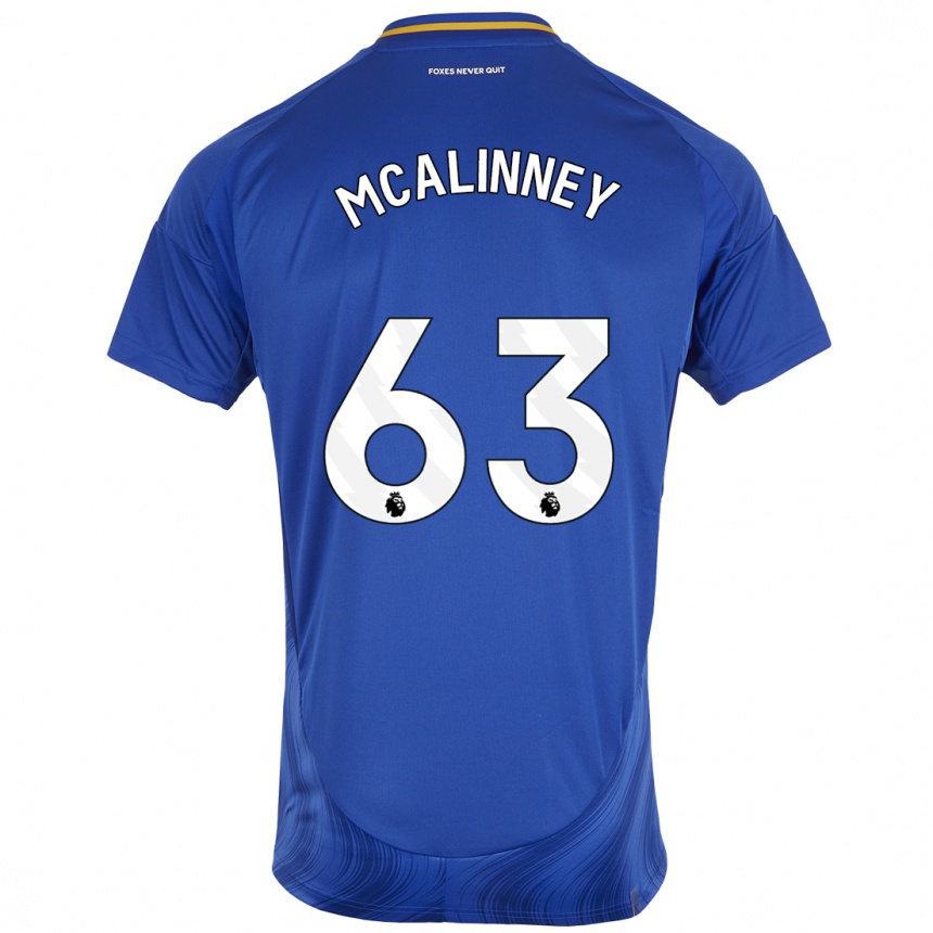 Gyermek Labdarúgás Liam Mcalinney #63 Kék Fehér Hazai Jersey 2024/25 Mez Póló Ing