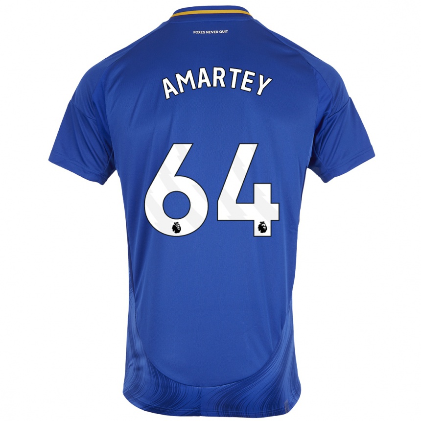 Gyermek Labdarúgás Bobby Amartey #64 Kék Fehér Hazai Jersey 2024/25 Mez Póló Ing