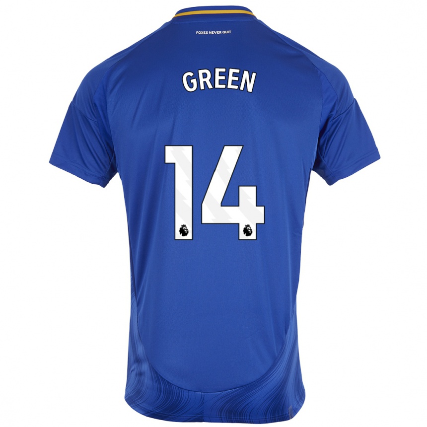 Gyermek Labdarúgás Josie Green #14 Kék Fehér Hazai Jersey 2024/25 Mez Póló Ing