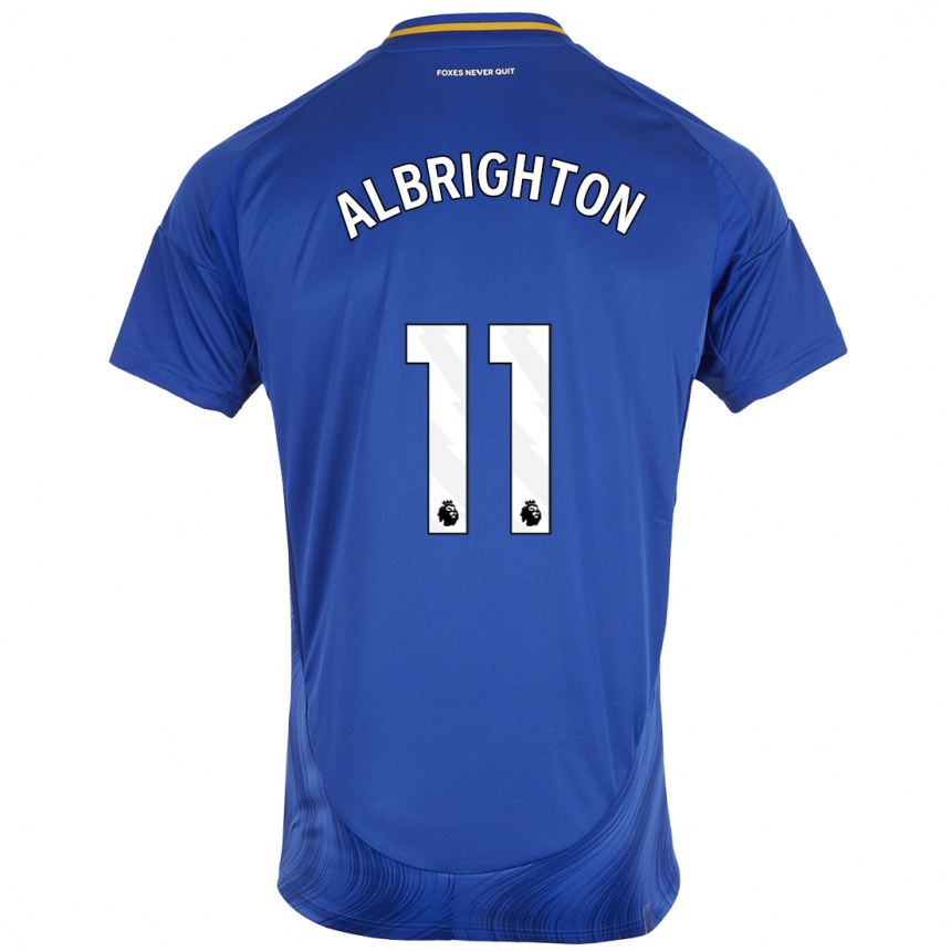 Gyermek Labdarúgás Marc Albrighton #11 Kék Fehér Hazai Jersey 2024/25 Mez Póló Ing