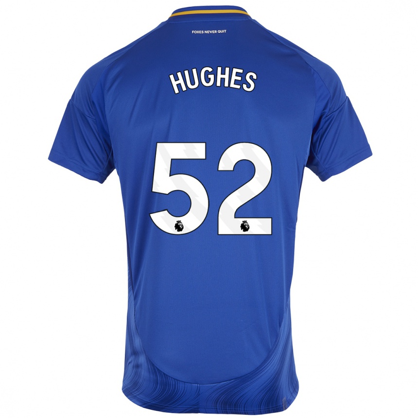 Gyermek Labdarúgás Iestyn Hughes #52 Kék Fehér Hazai Jersey 2024/25 Mez Póló Ing