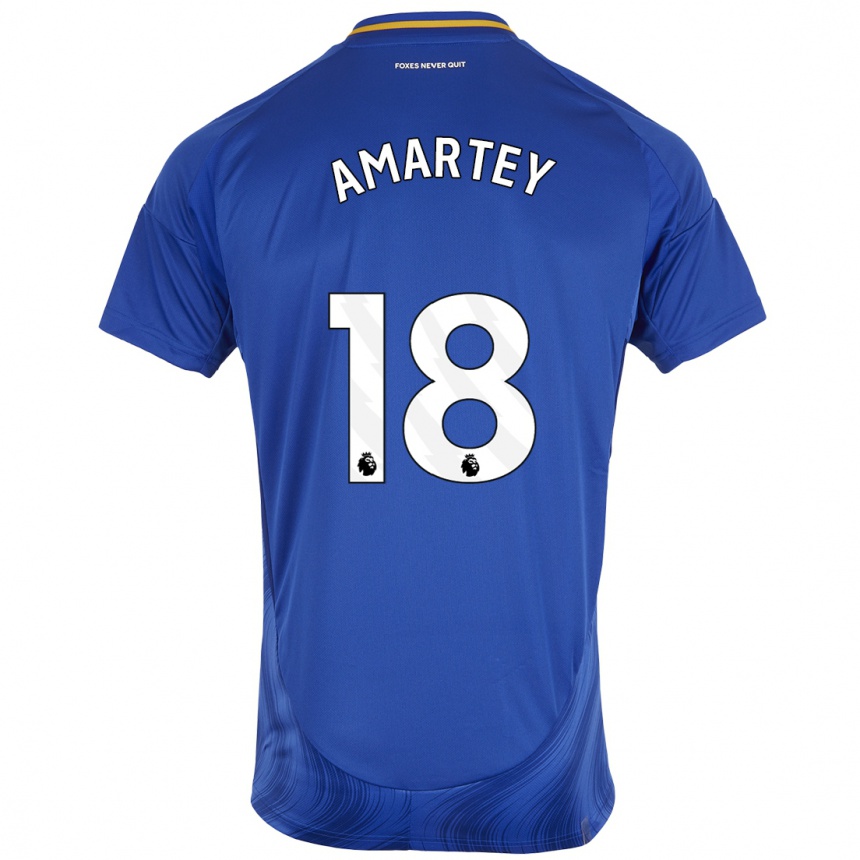 Gyermek Labdarúgás Daniel Amartey #18 Kék Fehér Hazai Jersey 2024/25 Mez Póló Ing