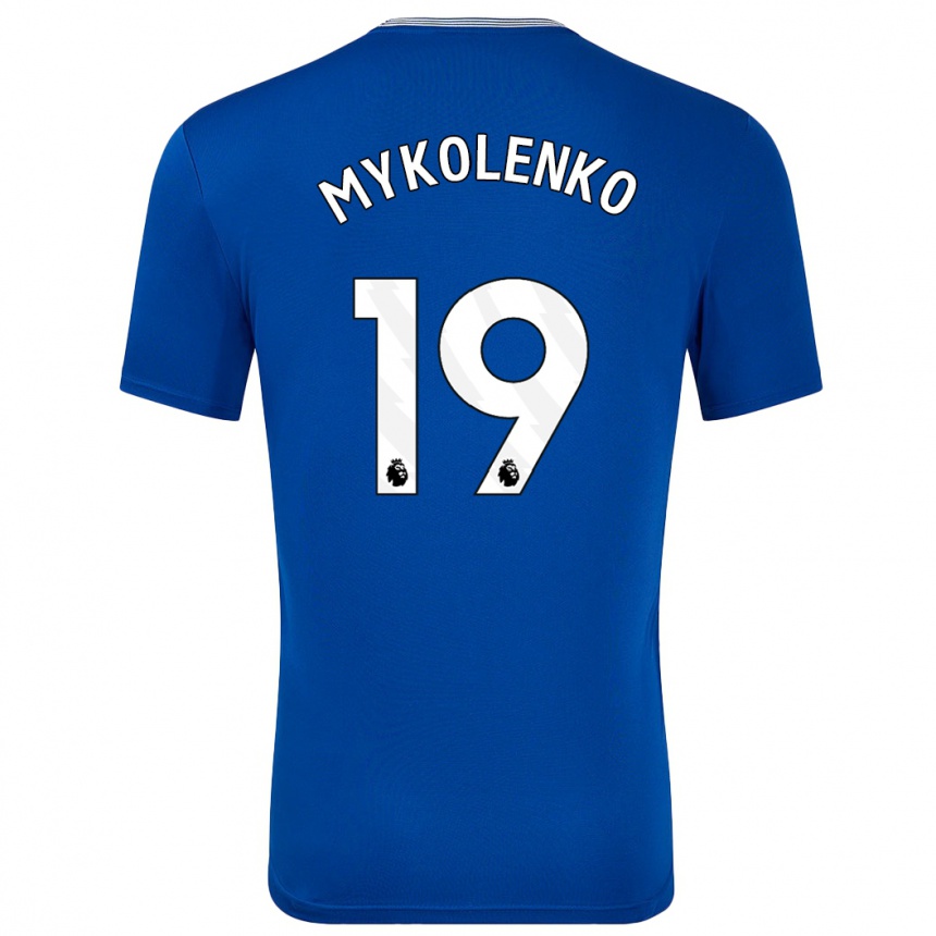 Gyermek Labdarúgás Vitaliy Mykolenko #19 Kék -Val Hazai Jersey 2024/25 Mez Póló Ing