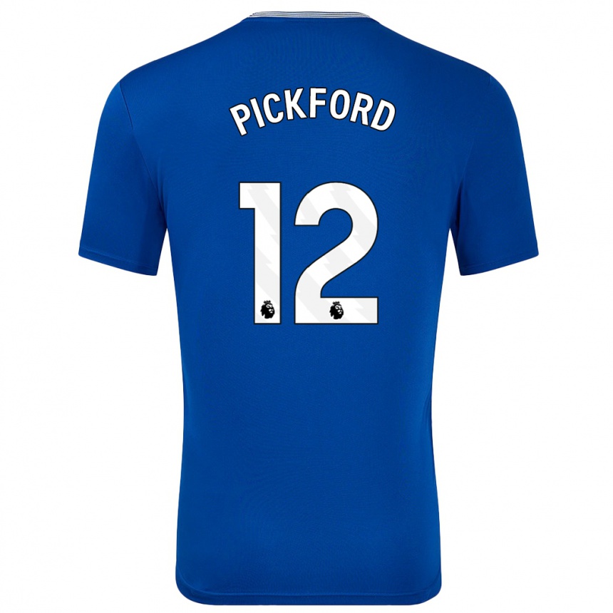 Gyermek Labdarúgás Jordan Pickford #12 Kék -Val Hazai Jersey 2024/25 Mez Póló Ing