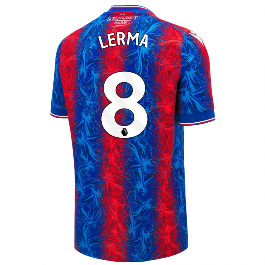 Gyermek Labdarúgás Jefferson Lerma #8 Piros Kék Csíkok Hazai Jersey 2024/25 Mez Póló Ing