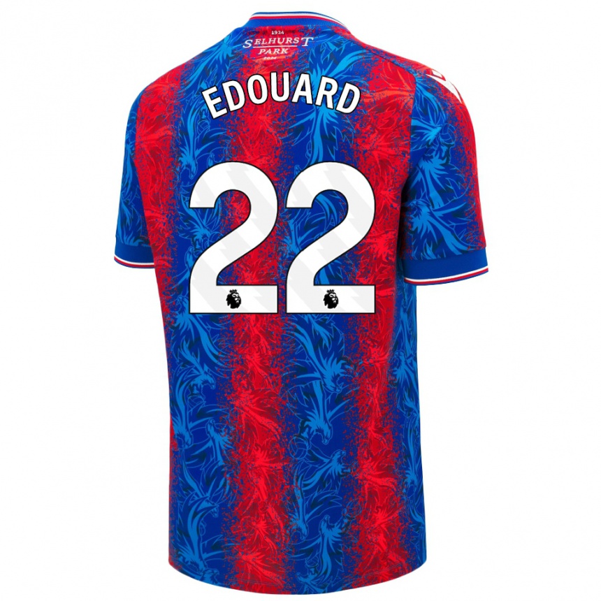 Gyermek Labdarúgás Odsonne Edouard #22 Piros Kék Csíkok Hazai Jersey 2024/25 Mez Póló Ing