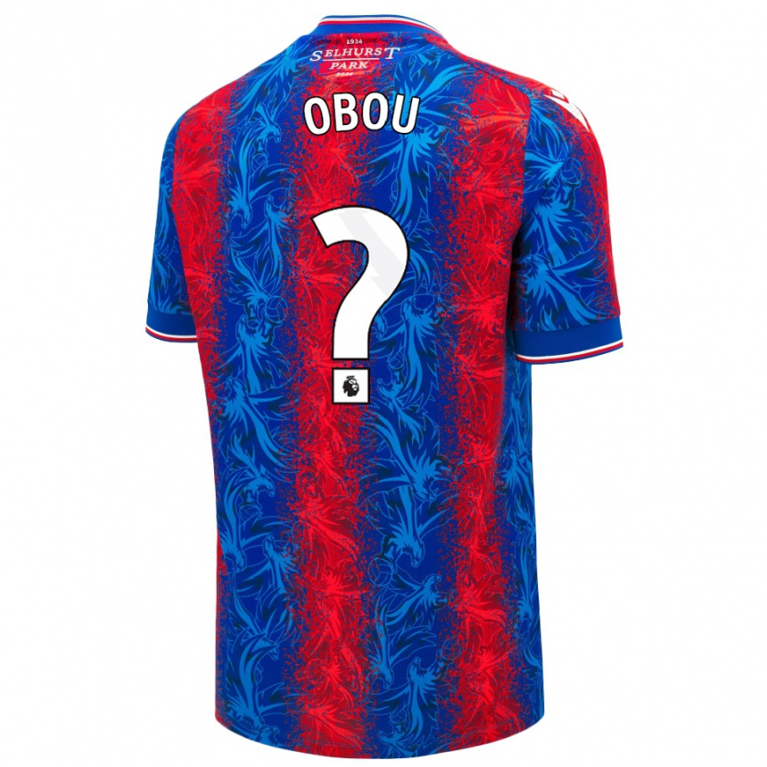 Gyermek Labdarúgás David Obou #0 Piros Kék Csíkok Hazai Jersey 2024/25 Mez Póló Ing