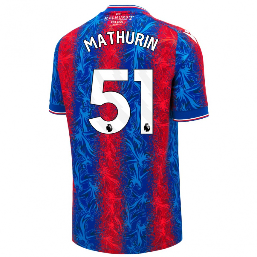 Gyermek Labdarúgás Roshaun Mathurin #51 Piros Kék Csíkok Hazai Jersey 2024/25 Mez Póló Ing