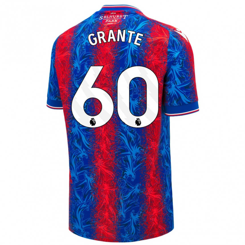 Gyermek Labdarúgás Jake Grante #60 Piros Kék Csíkok Hazai Jersey 2024/25 Mez Póló Ing