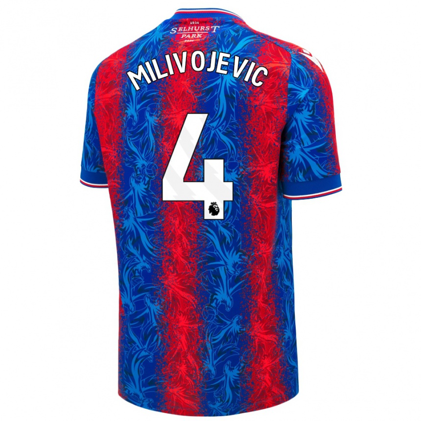 Gyermek Labdarúgás Luka Milivojevic #4 Piros Kék Csíkok Hazai Jersey 2024/25 Mez Póló Ing