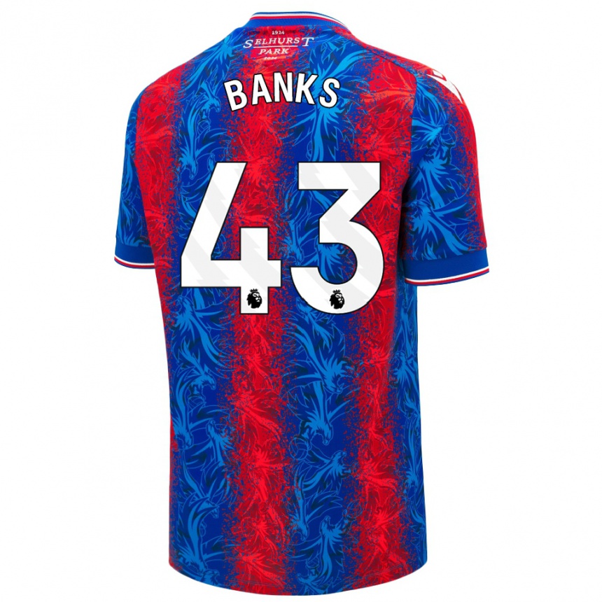 Gyermek Labdarúgás Scott Banks #43 Piros Kék Csíkok Hazai Jersey 2024/25 Mez Póló Ing