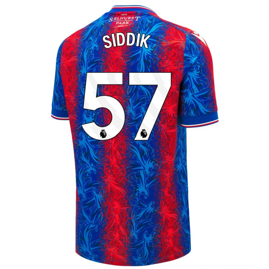 Gyermek Labdarúgás Cardo Siddik #57 Piros Kék Csíkok Hazai Jersey 2024/25 Mez Póló Ing