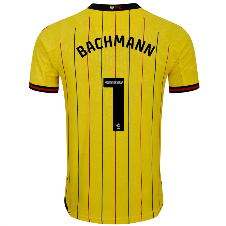 Gyermek Labdarúgás Daniel Bachmann #1 Sárga Fekete Hazai Jersey 2024/25 Mez Póló Ing