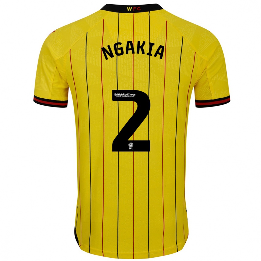 Gyermek Labdarúgás Jeremy Ngakia #2 Sárga Fekete Hazai Jersey 2024/25 Mez Póló Ing