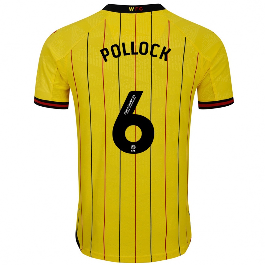 Gyermek Labdarúgás Mattie Pollock #6 Sárga Fekete Hazai Jersey 2024/25 Mez Póló Ing