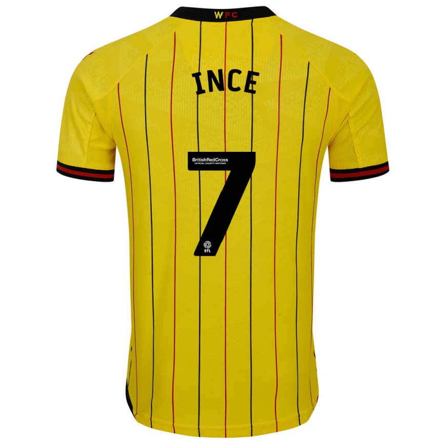 Gyermek Labdarúgás Tom Ince #7 Sárga Fekete Hazai Jersey 2024/25 Mez Póló Ing