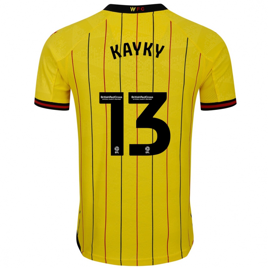 Gyermek Labdarúgás Kayky Almeida #13 Sárga Fekete Hazai Jersey 2024/25 Mez Póló Ing