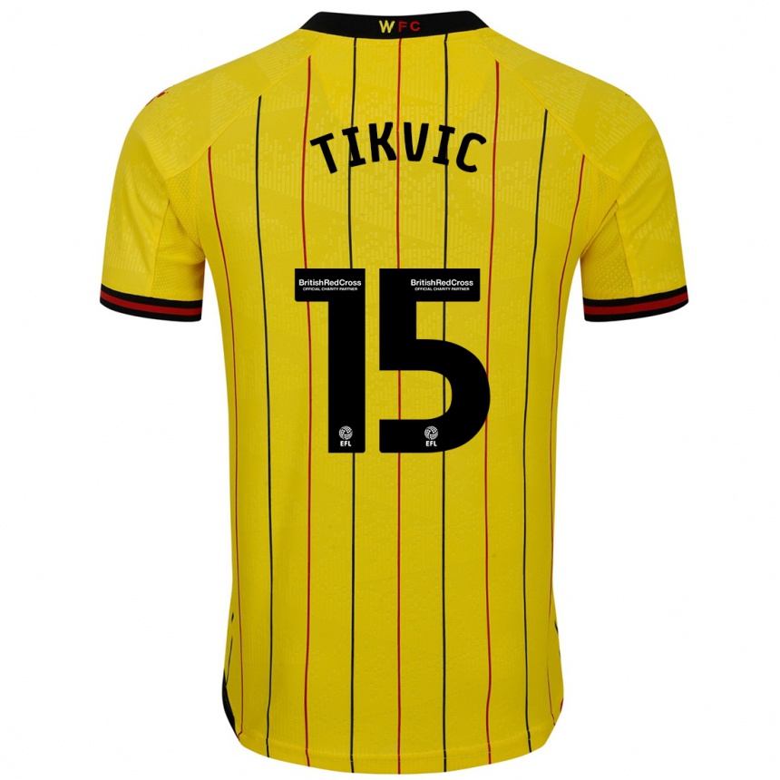 Gyermek Labdarúgás Antonio Tikvic #15 Sárga Fekete Hazai Jersey 2024/25 Mez Póló Ing