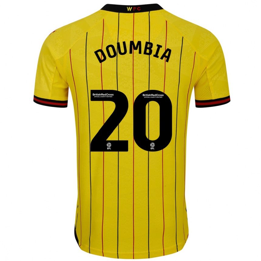 Gyermek Labdarúgás Mamadou Doumbia #20 Sárga Fekete Hazai Jersey 2024/25 Mez Póló Ing