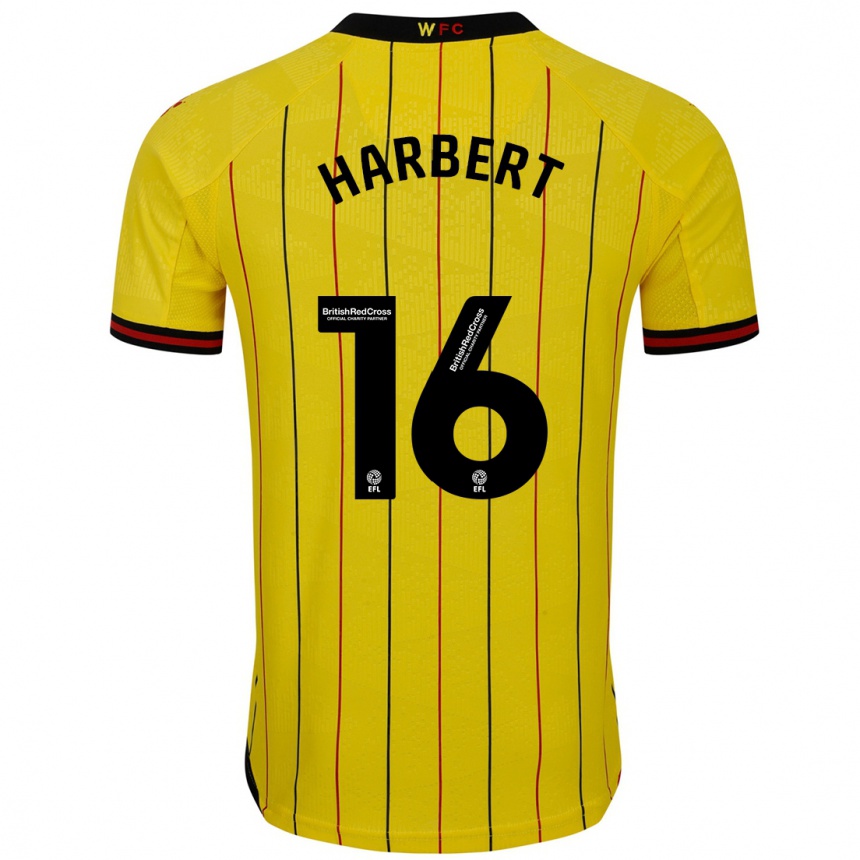 Gyermek Labdarúgás Laila Harbert #16 Sárga Fekete Hazai Jersey 2024/25 Mez Póló Ing