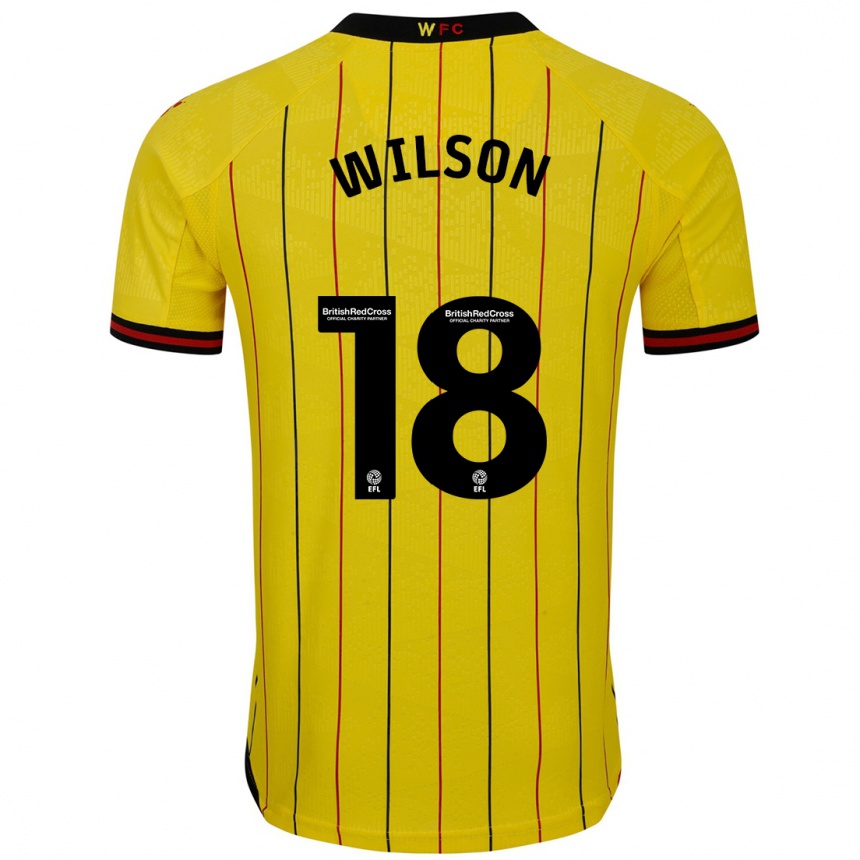 Gyermek Labdarúgás Poppy Wilson #18 Sárga Fekete Hazai Jersey 2024/25 Mez Póló Ing