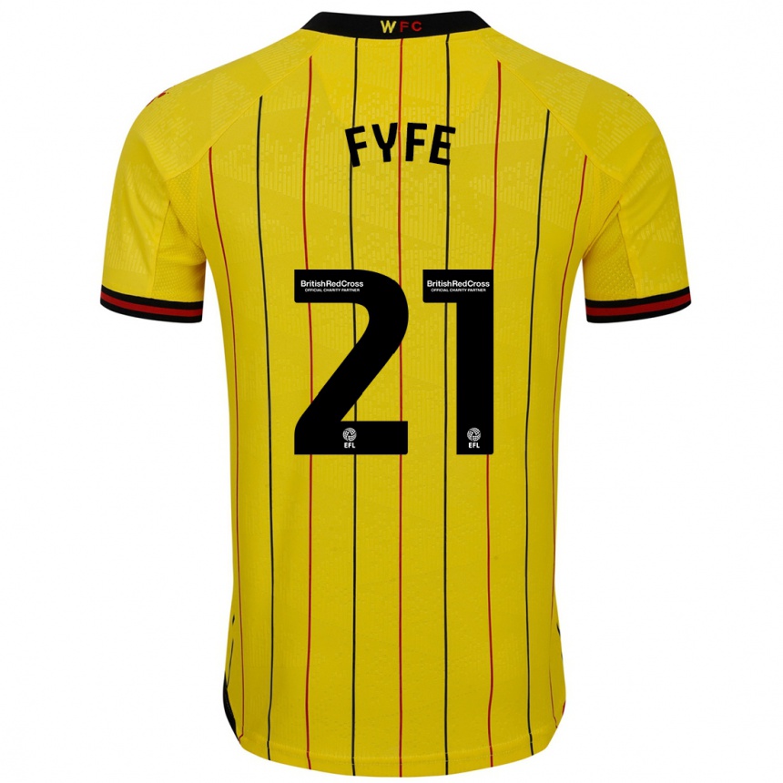 Gyermek Labdarúgás Flo Fyfe #21 Sárga Fekete Hazai Jersey 2024/25 Mez Póló Ing