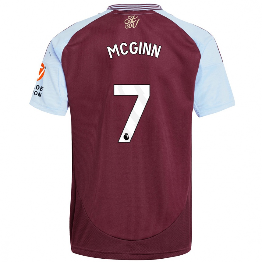 Gyermek Labdarúgás John Mcginn #7 Bordó Égszínkék Hazai Jersey 2024/25 Mez Póló Ing