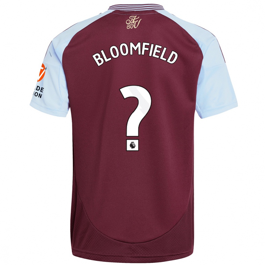 Gyermek Labdarúgás Teddie Bloomfield #0 Bordó Égszínkék Hazai Jersey 2024/25 Mez Póló Ing