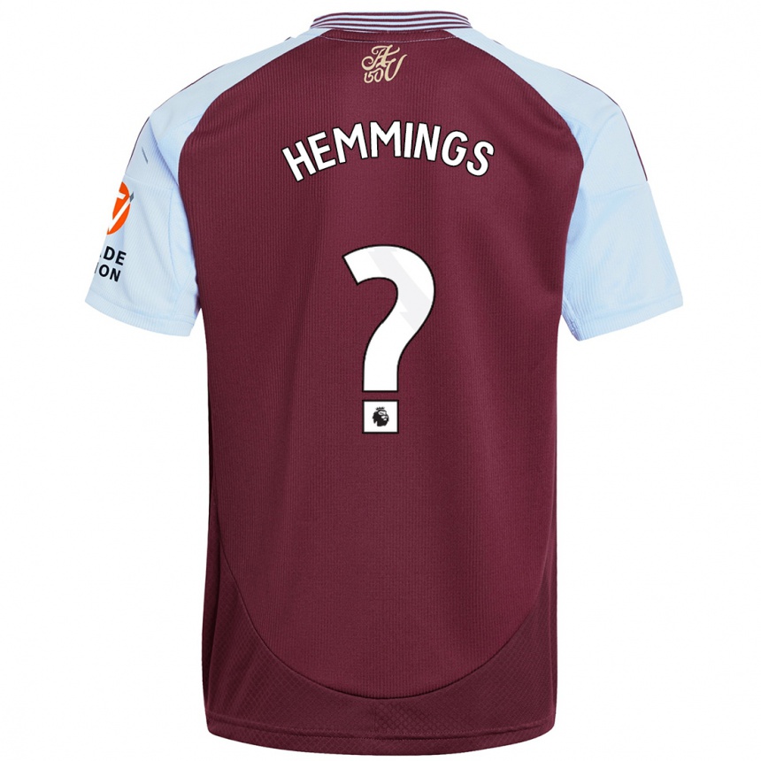 Gyermek Labdarúgás George Hemmings #0 Bordó Égszínkék Hazai Jersey 2024/25 Mez Póló Ing