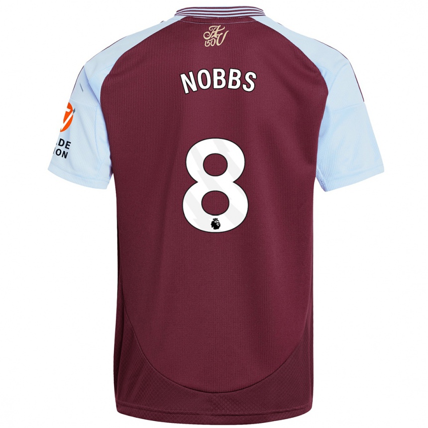 Gyermek Labdarúgás Jordan Nobbs #8 Bordó Égszínkék Hazai Jersey 2024/25 Mez Póló Ing