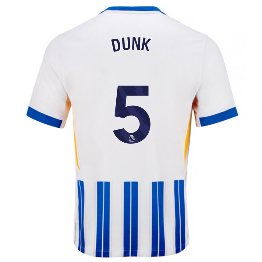 Gyermek Labdarúgás Lewis Dunk #5 Fehér Kék Csíkos Hazai Jersey 2024/25 Mez Póló Ing