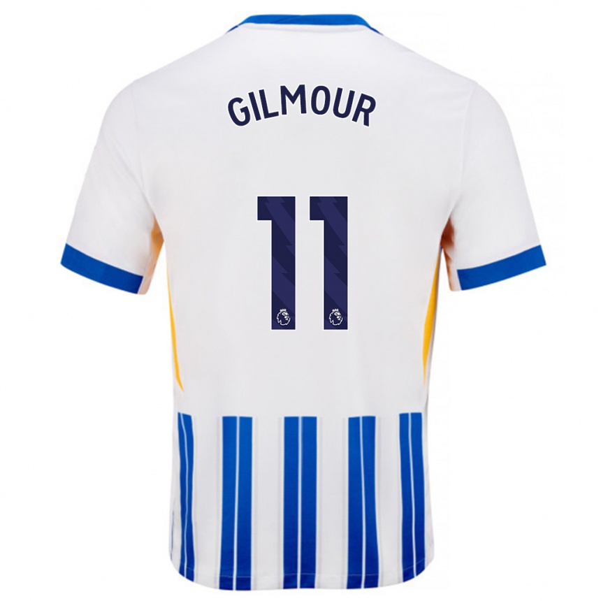 Gyermek Labdarúgás Billy Gilmour #11 Fehér Kék Csíkos Hazai Jersey 2024/25 Mez Póló Ing