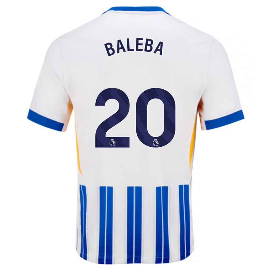 Gyermek Labdarúgás Carlos Baleba #20 Fehér Kék Csíkos Hazai Jersey 2024/25 Mez Póló Ing