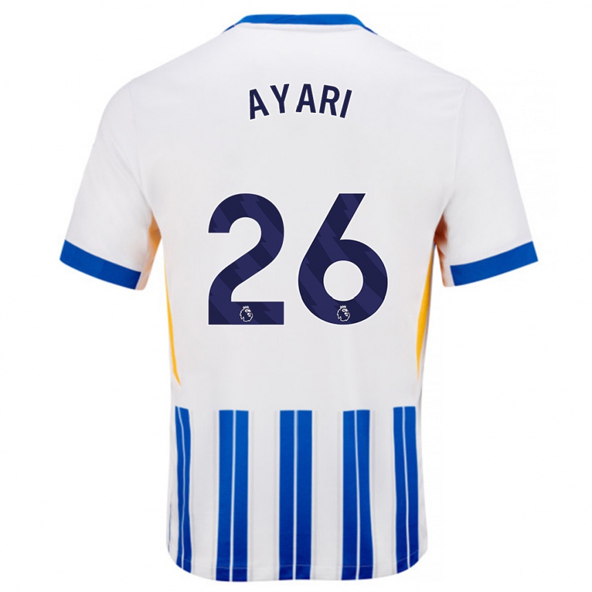 Gyermek Labdarúgás Yasin Ayari #26 Fehér Kék Csíkos Hazai Jersey 2024/25 Mez Póló Ing