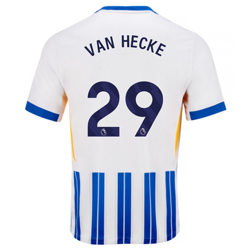 Gyermek Labdarúgás Jan Paul Van Hecke #29 Fehér Kék Csíkos Hazai Jersey 2024/25 Mez Póló Ing