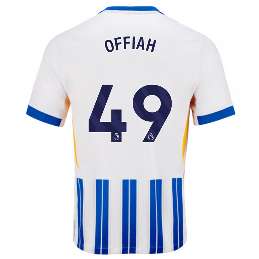 Gyermek Labdarúgás Odel Offiah #49 Fehér Kék Csíkos Hazai Jersey 2024/25 Mez Póló Ing