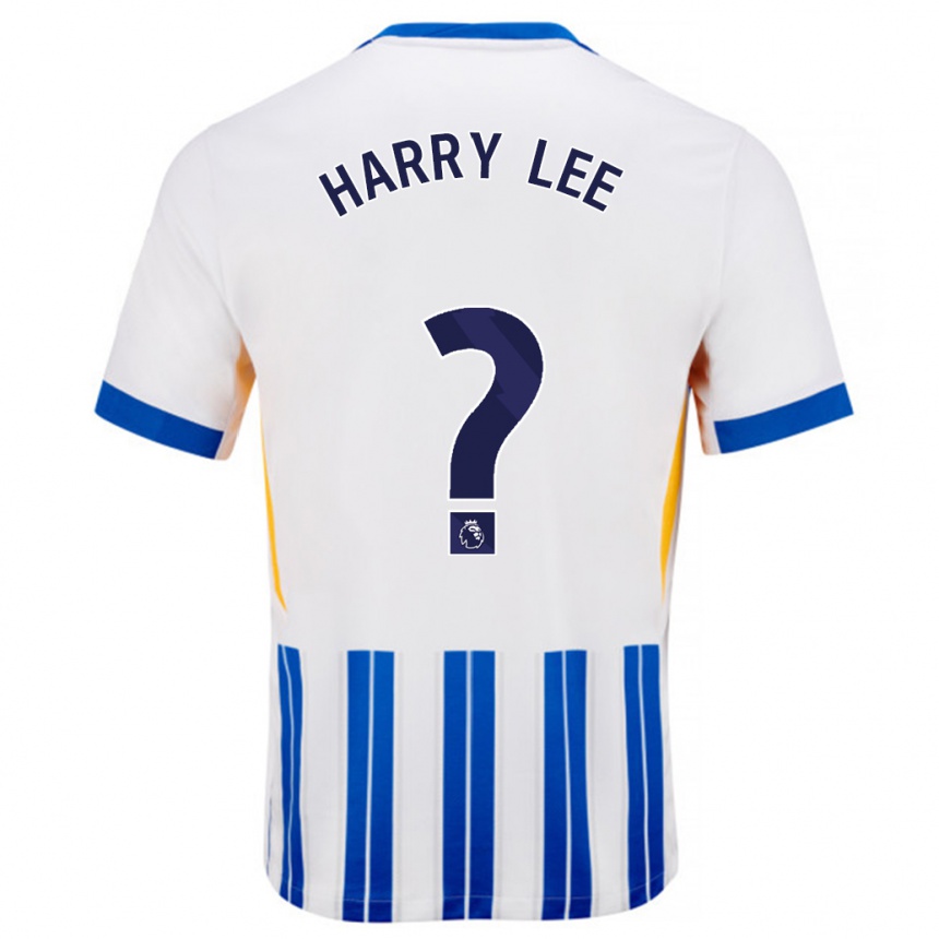 Gyermek Labdarúgás Harry Lee #0 Fehér Kék Csíkos Hazai Jersey 2024/25 Mez Póló Ing