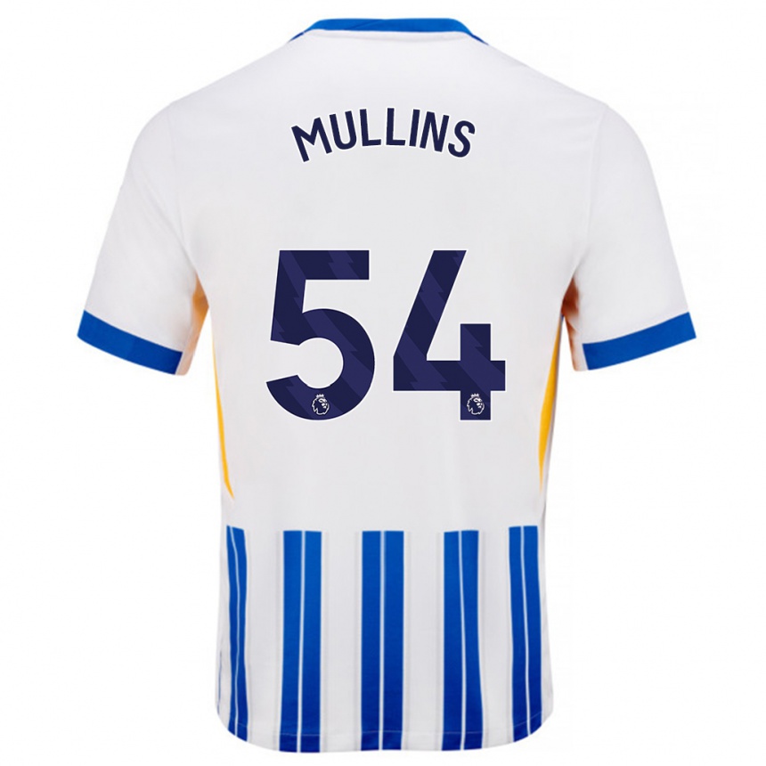 Gyermek Labdarúgás Jamie Mullins #54 Fehér Kék Csíkos Hazai Jersey 2024/25 Mez Póló Ing