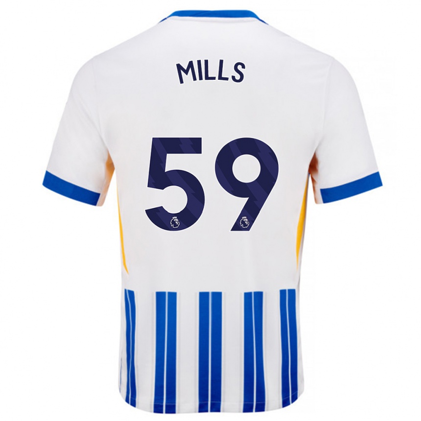 Gyermek Labdarúgás Harry Mills #59 Fehér Kék Csíkos Hazai Jersey 2024/25 Mez Póló Ing