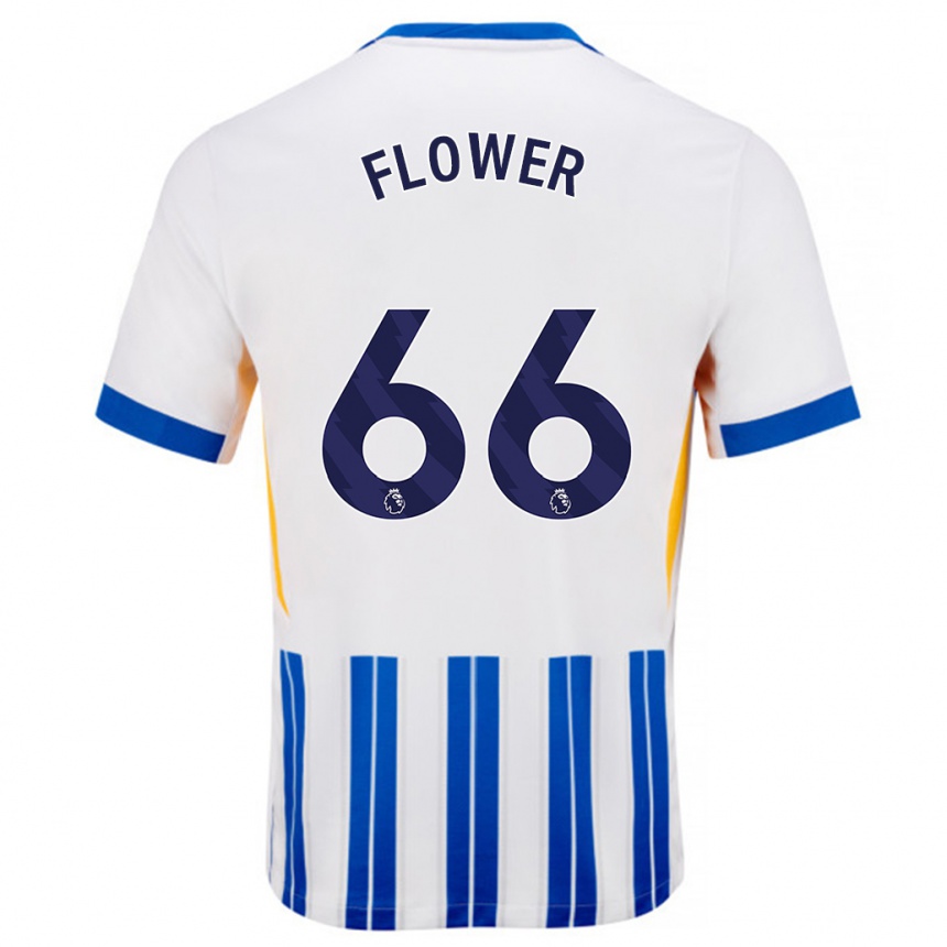 Gyermek Labdarúgás Louis Flower #66 Fehér Kék Csíkos Hazai Jersey 2024/25 Mez Póló Ing