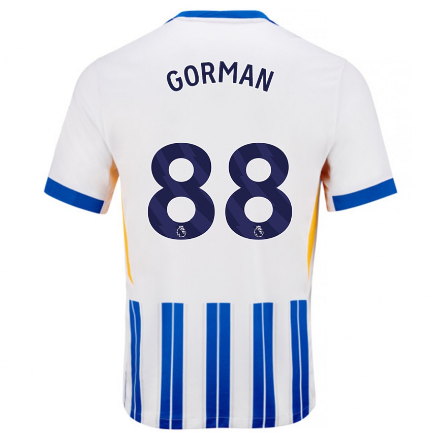 Gyermek Labdarúgás Ronnie Gorman #88 Fehér Kék Csíkos Hazai Jersey 2024/25 Mez Póló Ing