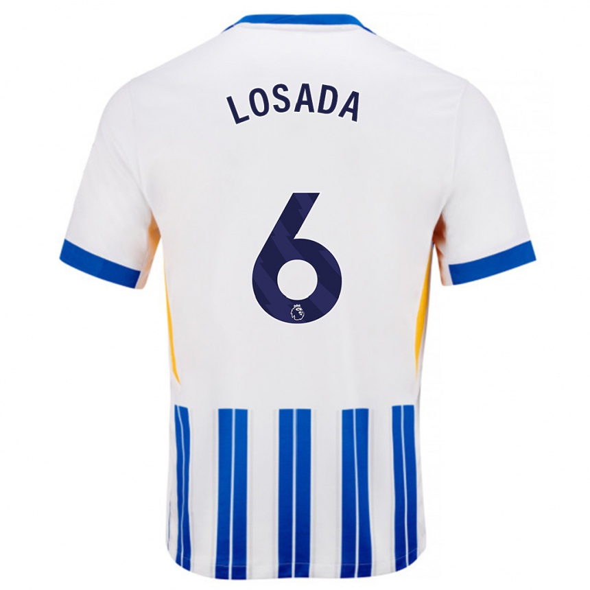 Gyermek Labdarúgás Vicky Losada #6 Fehér Kék Csíkos Hazai Jersey 2024/25 Mez Póló Ing