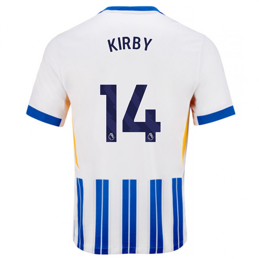 Gyermek Labdarúgás Fran Kirby #14 Fehér Kék Csíkos Hazai Jersey 2024/25 Mez Póló Ing