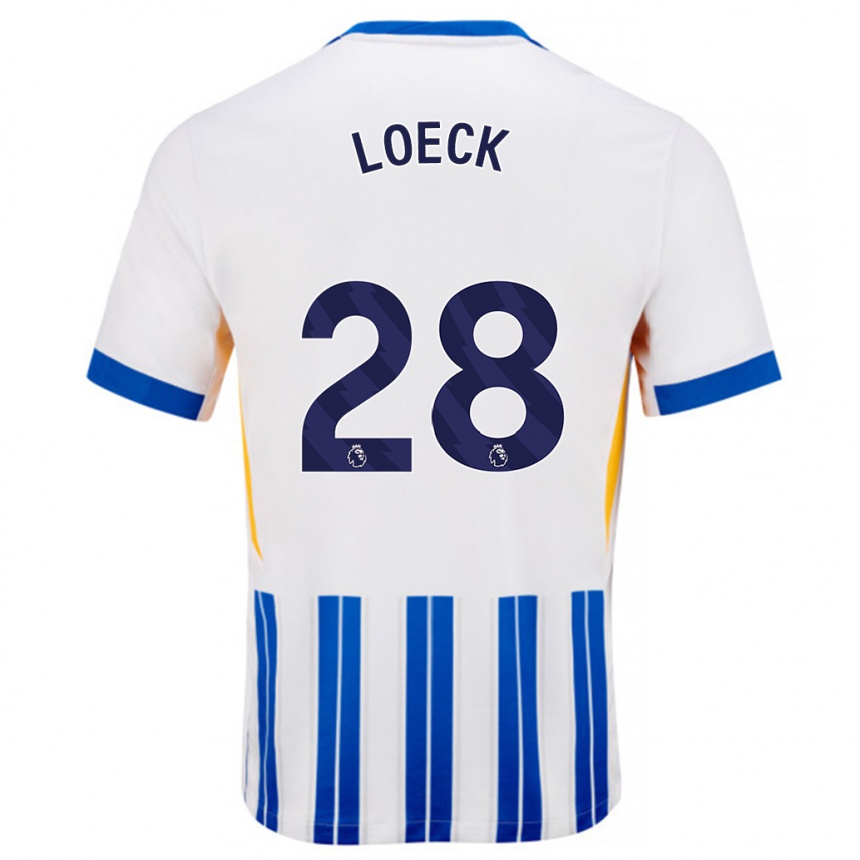 Gyermek Labdarúgás Melina Loeck #28 Fehér Kék Csíkos Hazai Jersey 2024/25 Mez Póló Ing